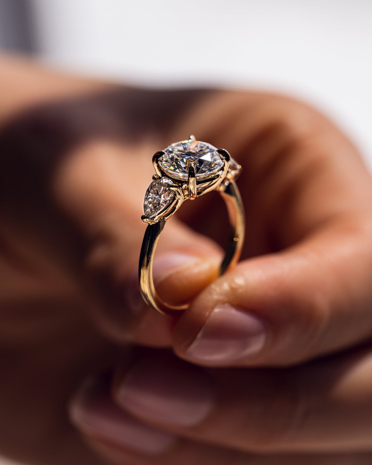 3.08 CT Round Three Stone Lab Grown Diamond Engagement Ring