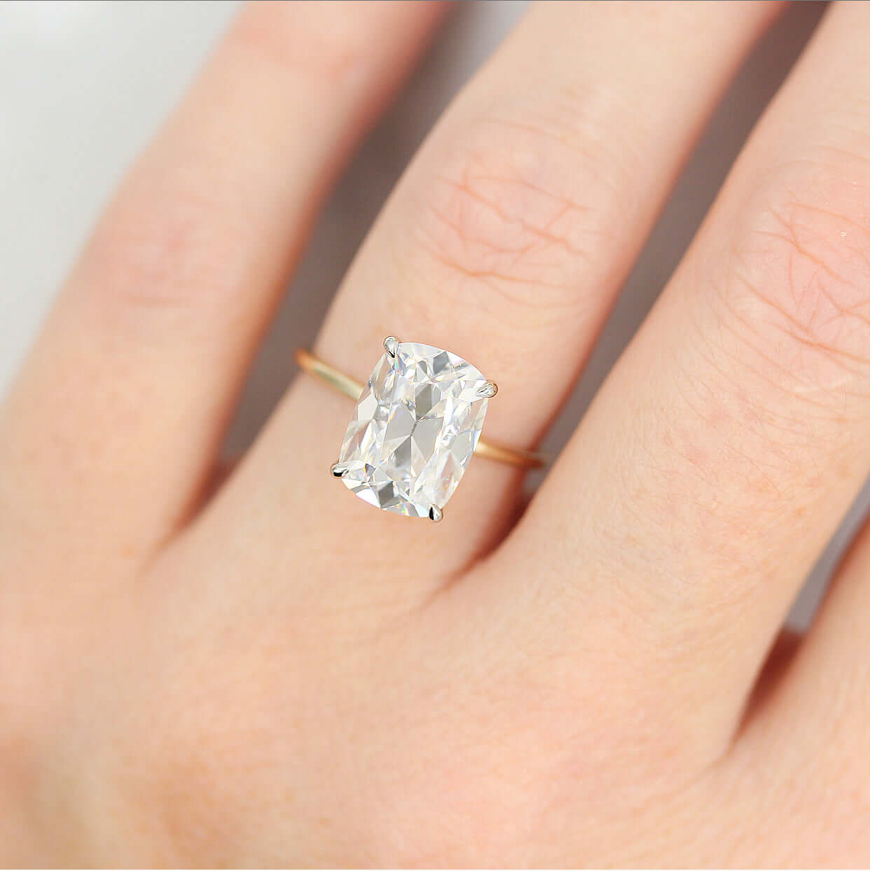 3.63 CT Elongated Old Mine Cushion Solitaire Moissanite Engagement Ring 2