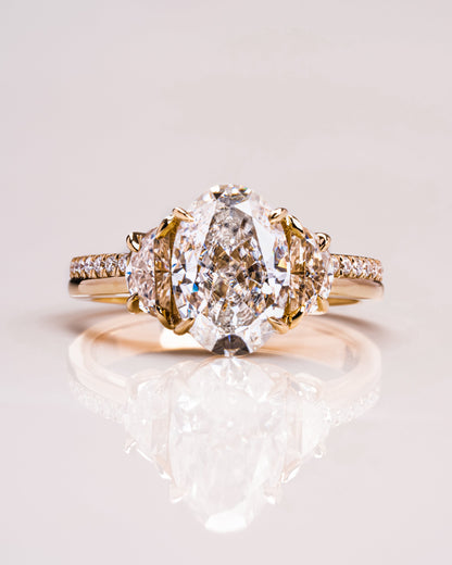 3.0 CT Oval Three Stone Pave Lab Grown Diamond Engagement Ring