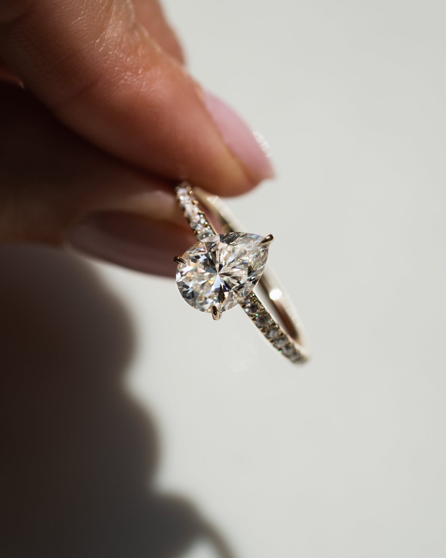 1.93 CT Pear Hidden Halo Pave Lab Grown Diamond Engagement Ring