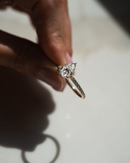 1.93 CT Pear Hidden Halo Pave Lab Grown Diamond Engagement Ring