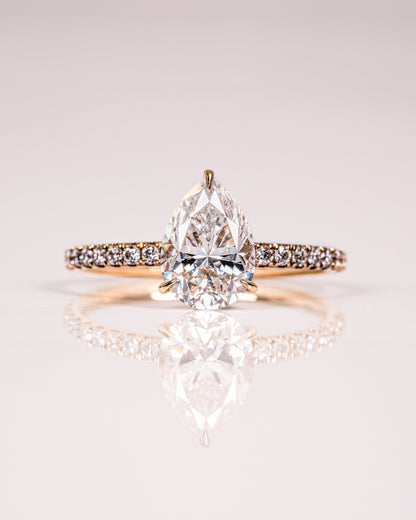 1.93 CT Pear Hidden Halo Pave Lab Grown Diamond Engagement Ring