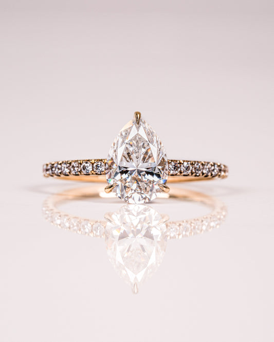 1.93 CT Pear Hidden Halo Pave Lab Grown Diamond Engagement Ring