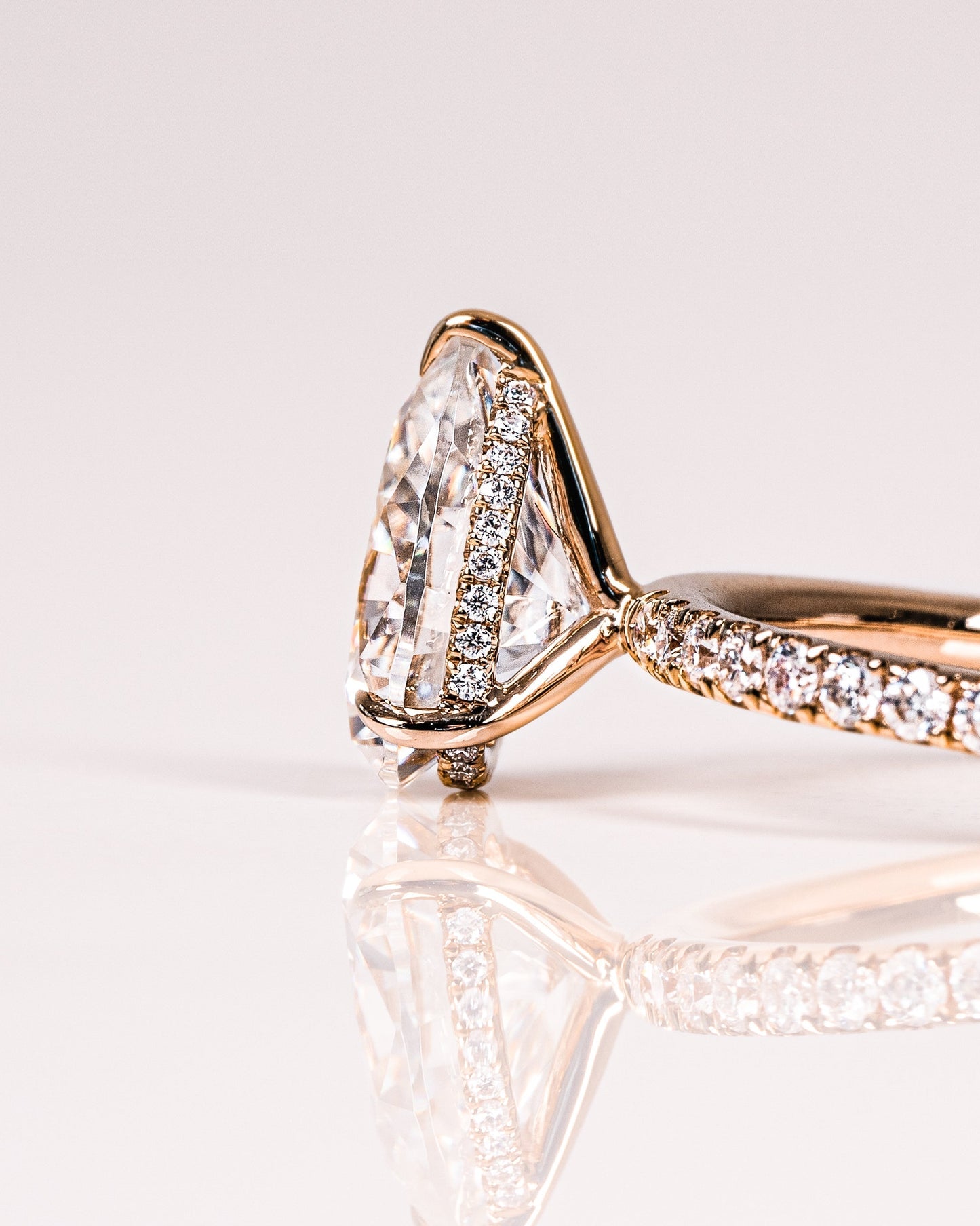 1.93 CT Pear Hidden Halo Pave Lab Grown Diamond Engagement Ring