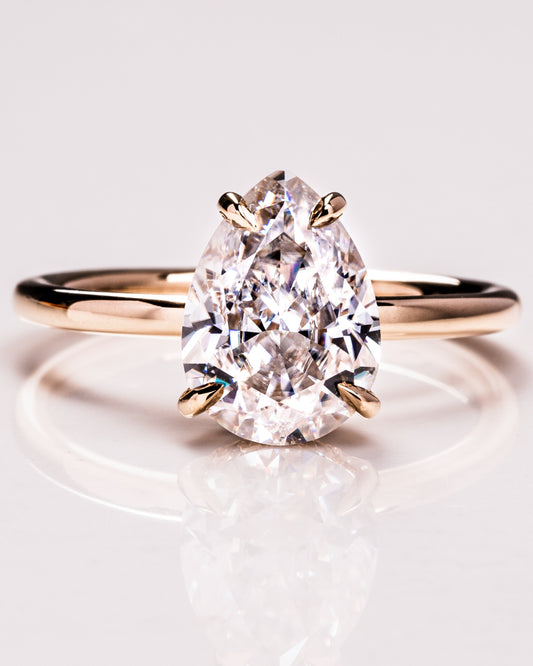 3.09 CT Pear Cut Lab Grown Diamond Engagement Ring With Hidden Halo Setting