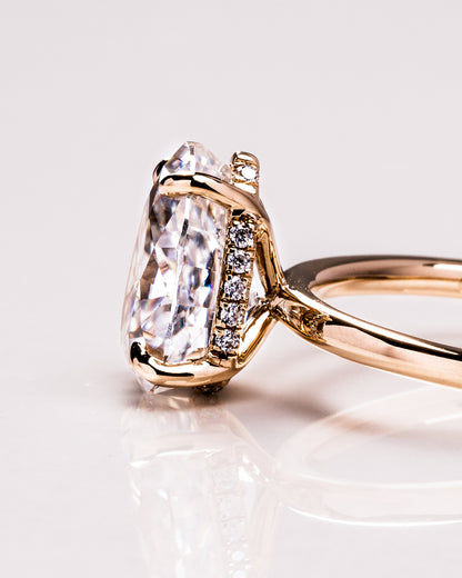 3.09 CT Pear Cut Lab Grown Diamond Engagement Ring With Hidden Halo Setting