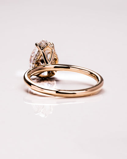 3.09 CT Pear Cut Lab Grown Diamond Engagement Ring With Hidden Halo Setting