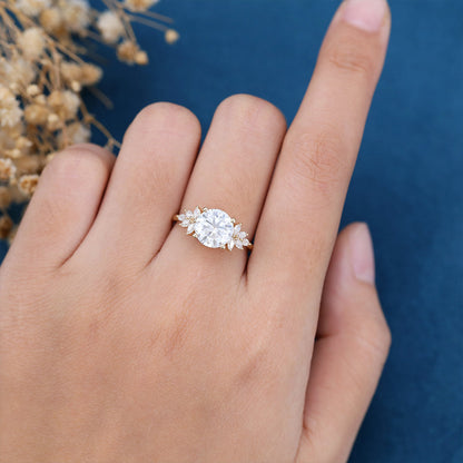 Oval Cluster Lab Grown Diamond Engagement Ring