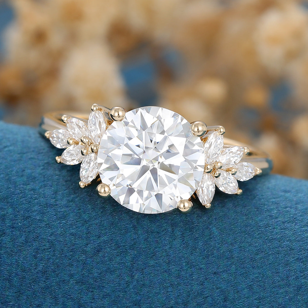 Oval Cluster Lab Grown Diamond Engagement Ring