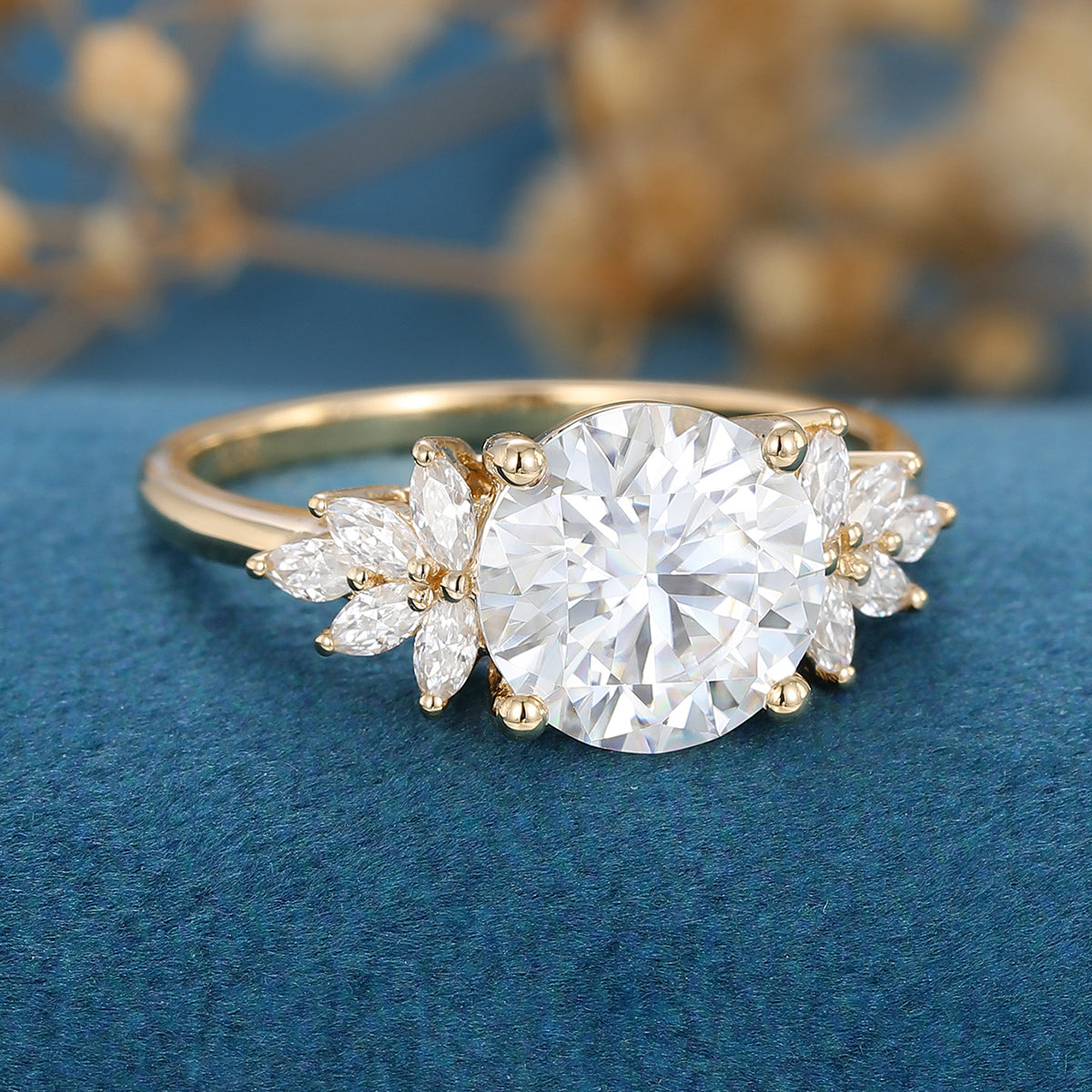Oval Cluster Lab Grown Diamond Engagement Ring