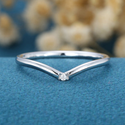 0.01 TCW Round Curved Lab Grown Diamond Wedding Band