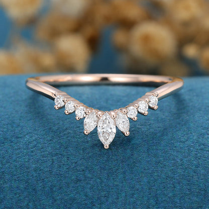 1.5 TCW Marquise & Round Curved Lab Grown Diamond Wedding Band