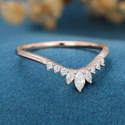 1.5 TCW Marquise & Round Curved Lab Grown Diamond Wedding Band