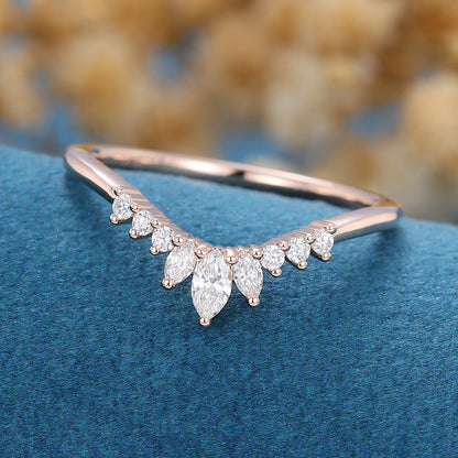 1.5 TCW Marquise & Round Curved Lab Grown Diamond Wedding Band