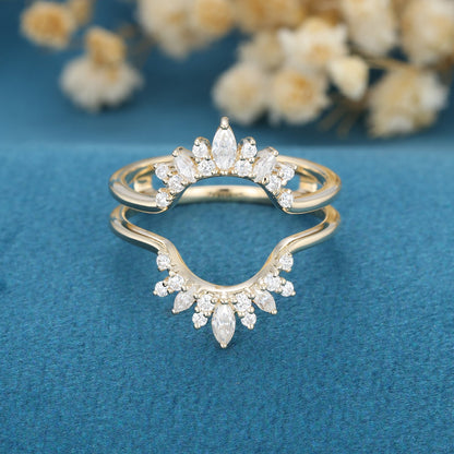 1.5 TCW Round, Marquise & Pear Curved Lab Grown Diamond Wedding Band