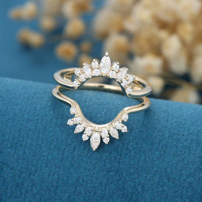 1.5 TCW Round, Marquise & Pear Curved Lab Grown Diamond Wedding Band