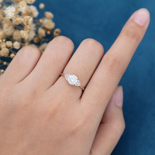 Round Cluster Lab Grown Diamond Engagement Ring