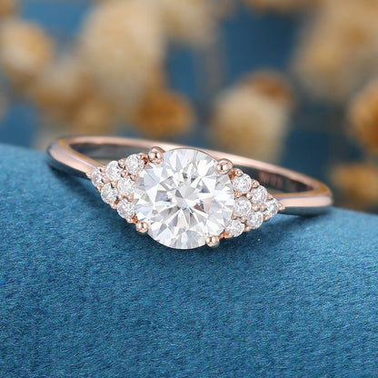 Round Cluster Lab Grown Diamond Engagement Ring