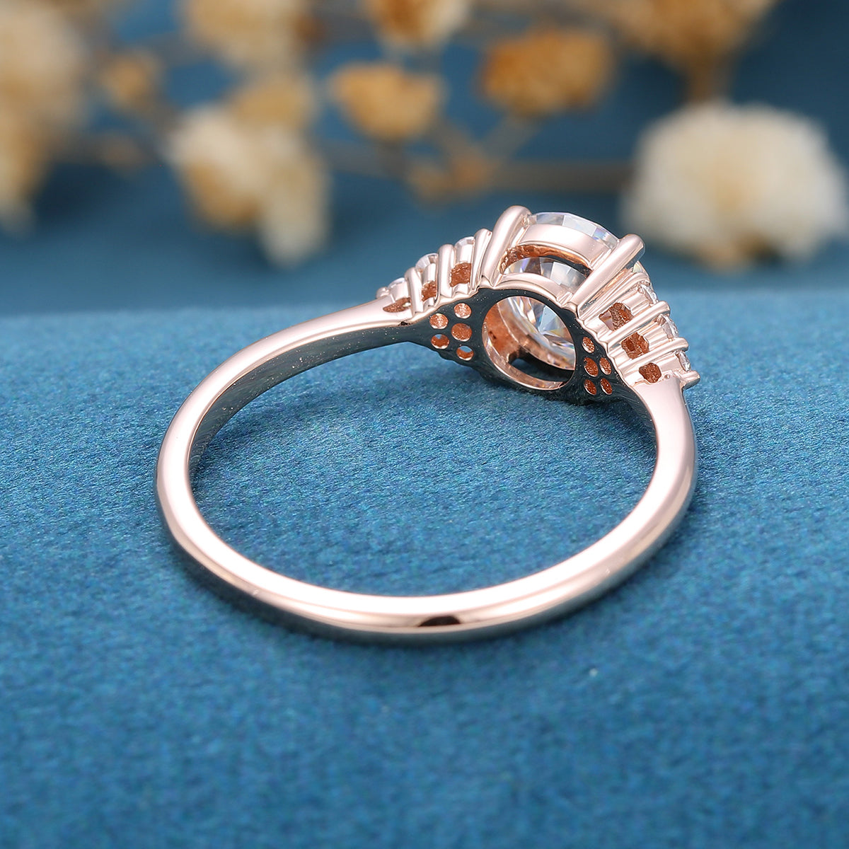 Round Cluster Lab Grown Diamond Engagement Ring