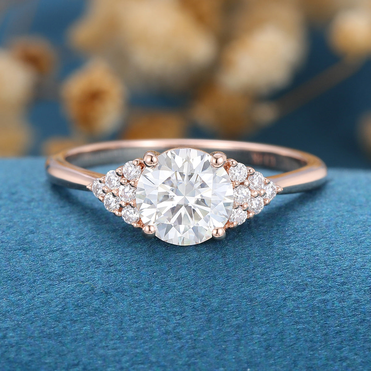 Round Cluster Lab Grown Diamond Engagement Ring