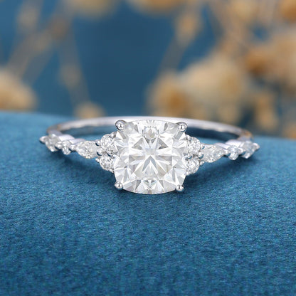 Cushion Cluster Lab Grown Diamond Engagement Ring