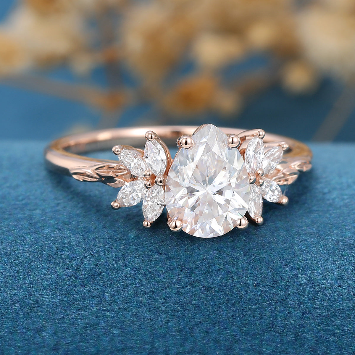 Pear Cluster Lab Grown Diamond Engagement Ring