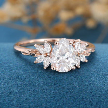 Pear Cluster Lab Grown Diamond Engagement Ring