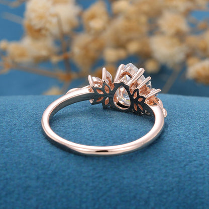 Pear Cluster Lab Grown Diamond Engagement Ring