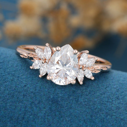 Pear Cluster Lab Grown Diamond Engagement Ring