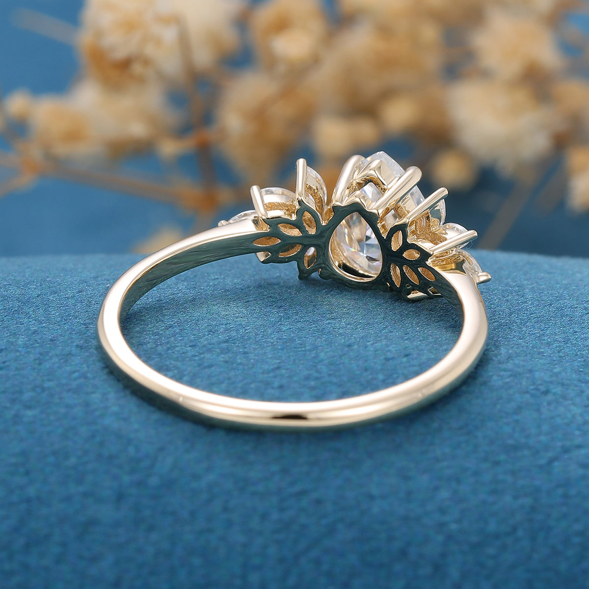 Pear Cluster Lab Grown Diamond Engagement Ring