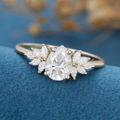 Pear Cluster Lab Grown Diamond Engagement Ring