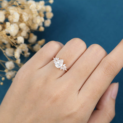 Pear Cluster Lab Grown Diamond Engagement Ring