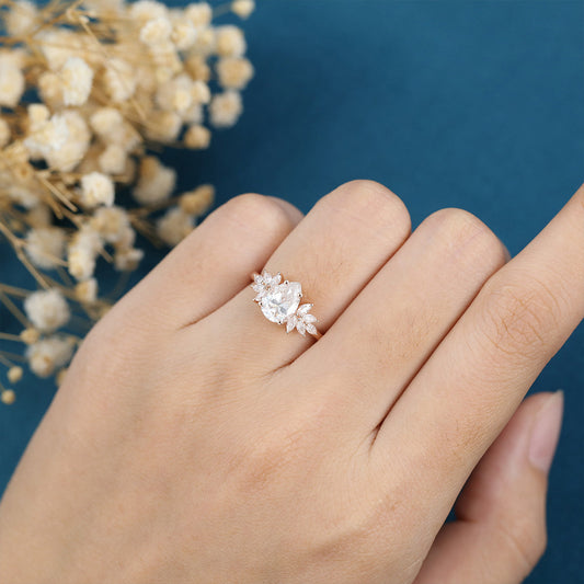 Pear Cluster Lab Grown Diamond Engagement Ring