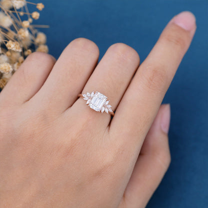 Emerald Cluster Lab Grown Diamond Engagement Ring