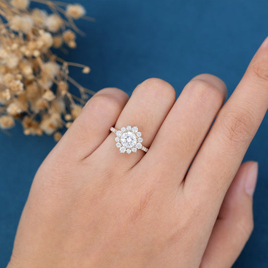 Round Halo & Pave Lab Grown Diamond Engagement Ring