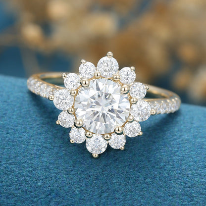 Round Halo & Pave Lab Grown Diamond Engagement Ring