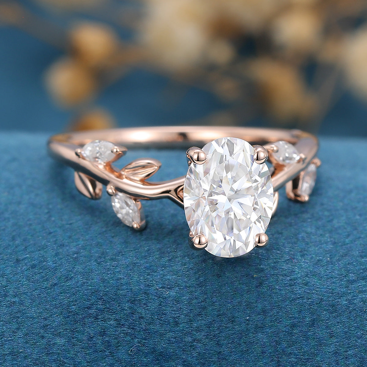 Oval Vintage Cluster Lab Grown Diamond Engagement Ring