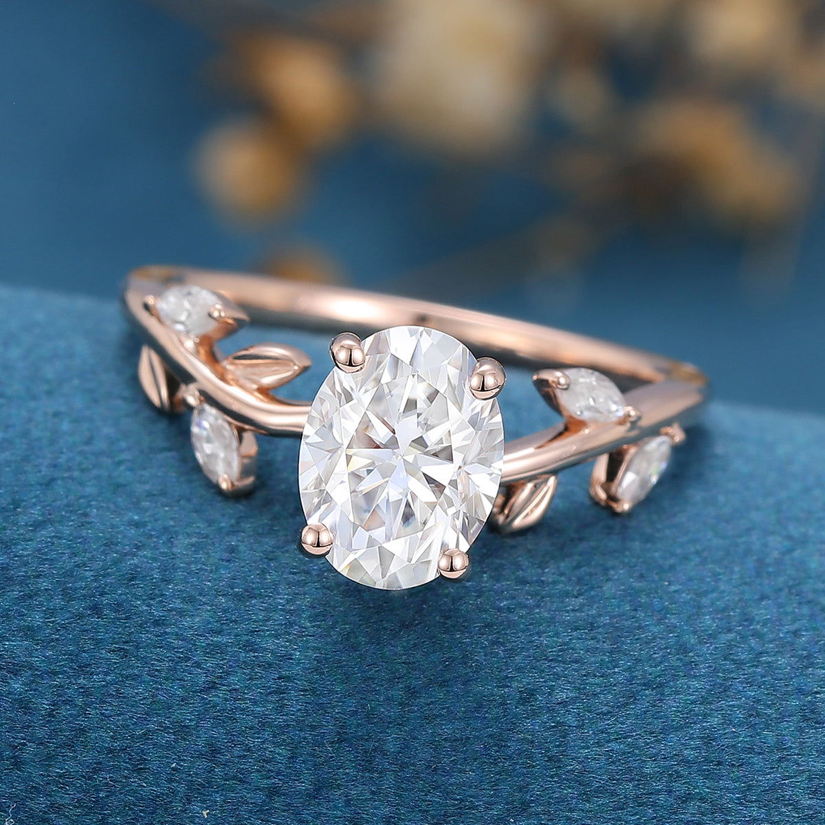 Oval Vintage Cluster Lab Grown Diamond Engagement Ring