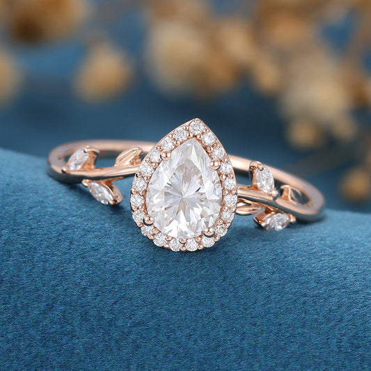 Pear Cluster Lab Grown Diamond Engagement Ring