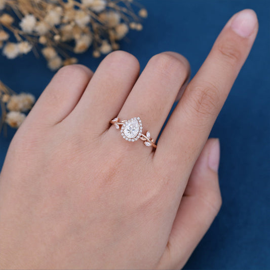 Pear Cluster Lab Grown Diamond Engagement Ring