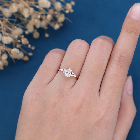 Pear Cluster Lab Grown Diamond Engagement Ring