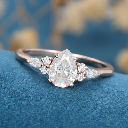 Pear Cluster Lab Grown Diamond Engagement Ring