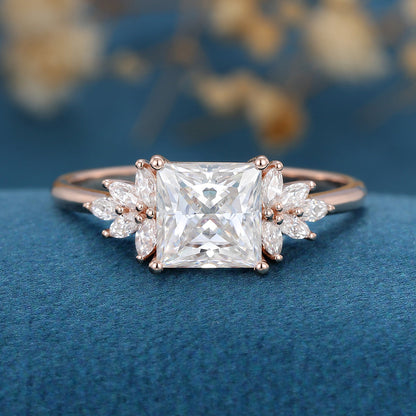 Princess Cluster Lab Grown Diamond Engagement Ring