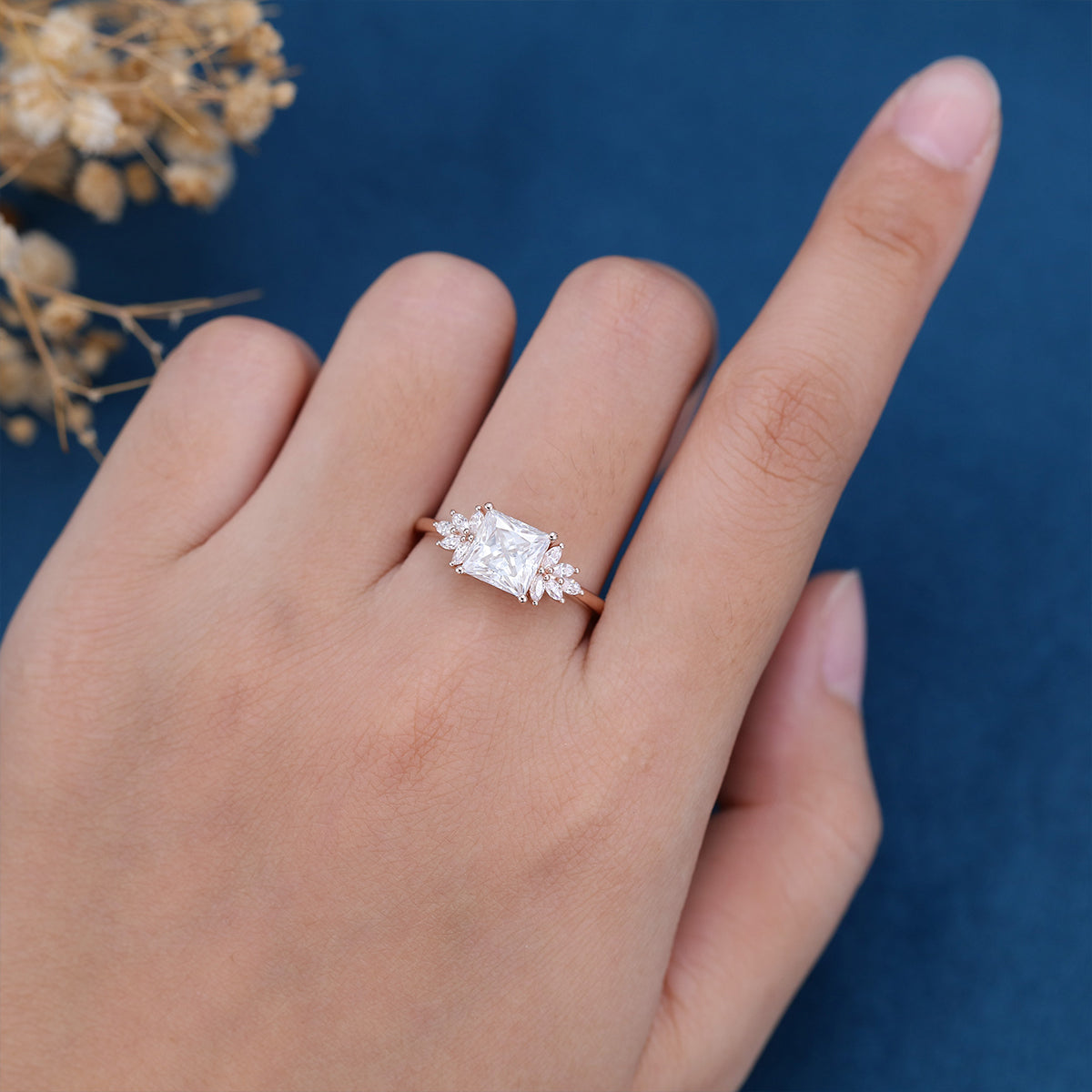 Princess Cluster Lab Grown Diamond Engagement Ring
