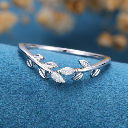 0.07 TCW Marquise Twig Style Lab Grown Diamond Wedding Band