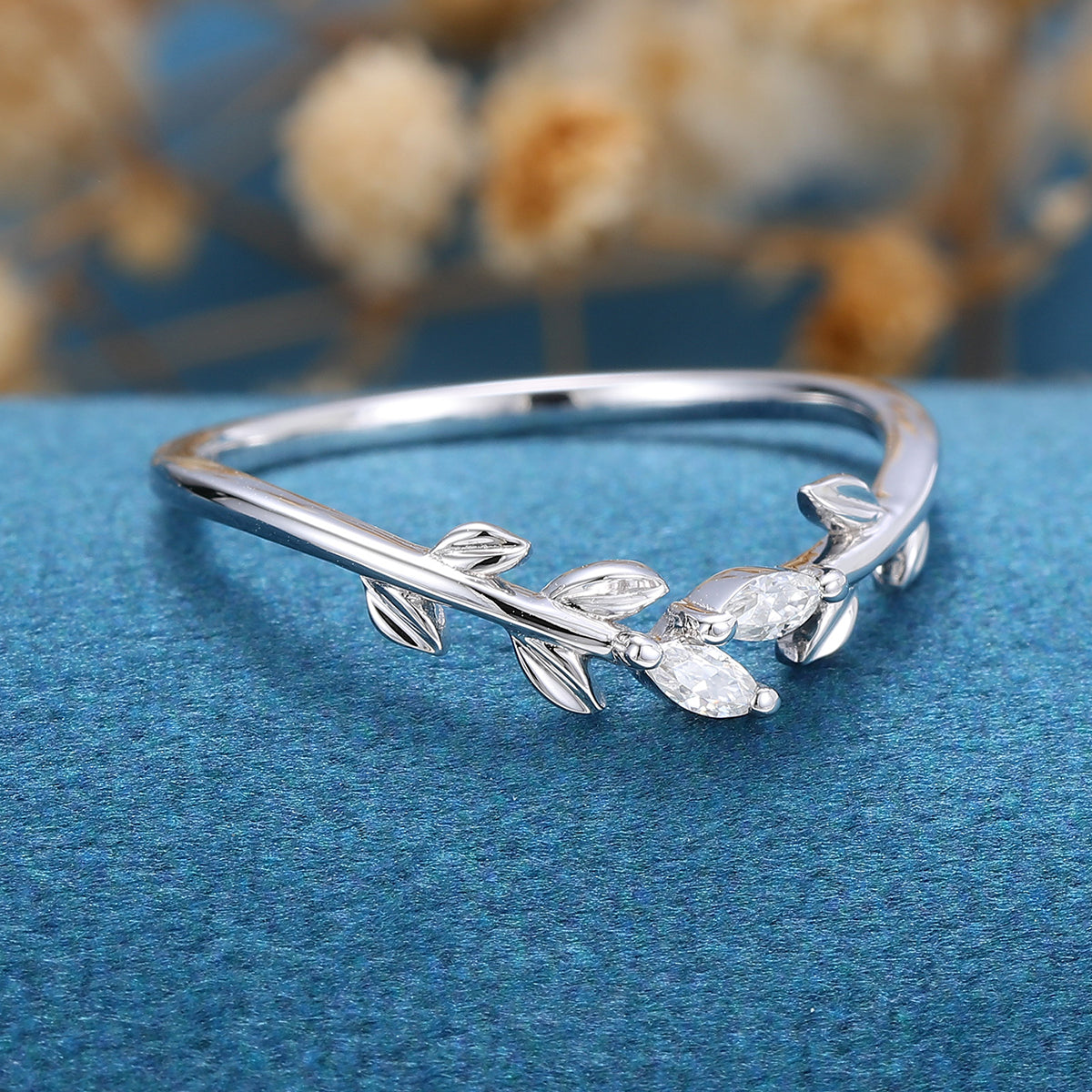 0.07 TCW Marquise Twig Style Lab Grown Diamond Wedding Band
