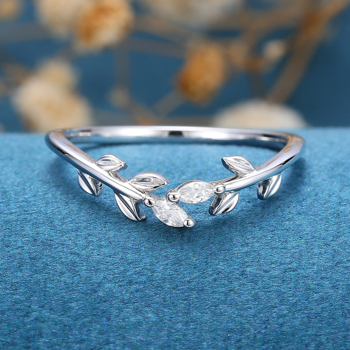 0.07 TCW Marquise Twig Style Lab Grown Diamond Wedding Band