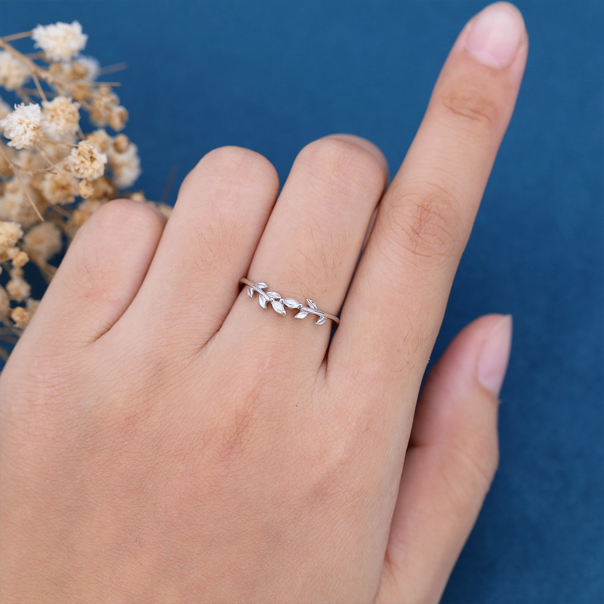 0.07 TCW Marquise Twig Style Lab Grown Diamond Wedding Band