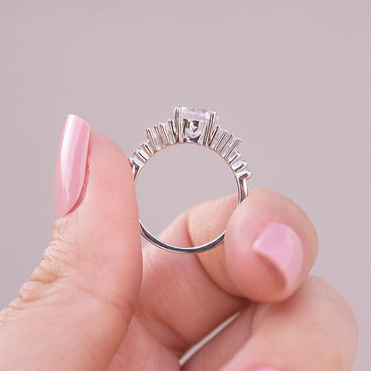 Round Cluster Lab Grown Diamond Engagement Ring