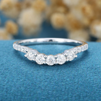 0.43 TCW Round Curved Lab Grown Diamond Wedding Band